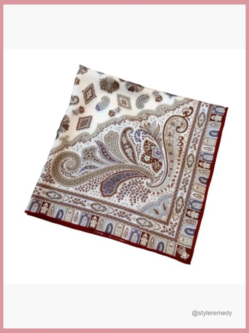 Silk Wool Blend Scarf 26x26 Lightweight Printed Square Scarf